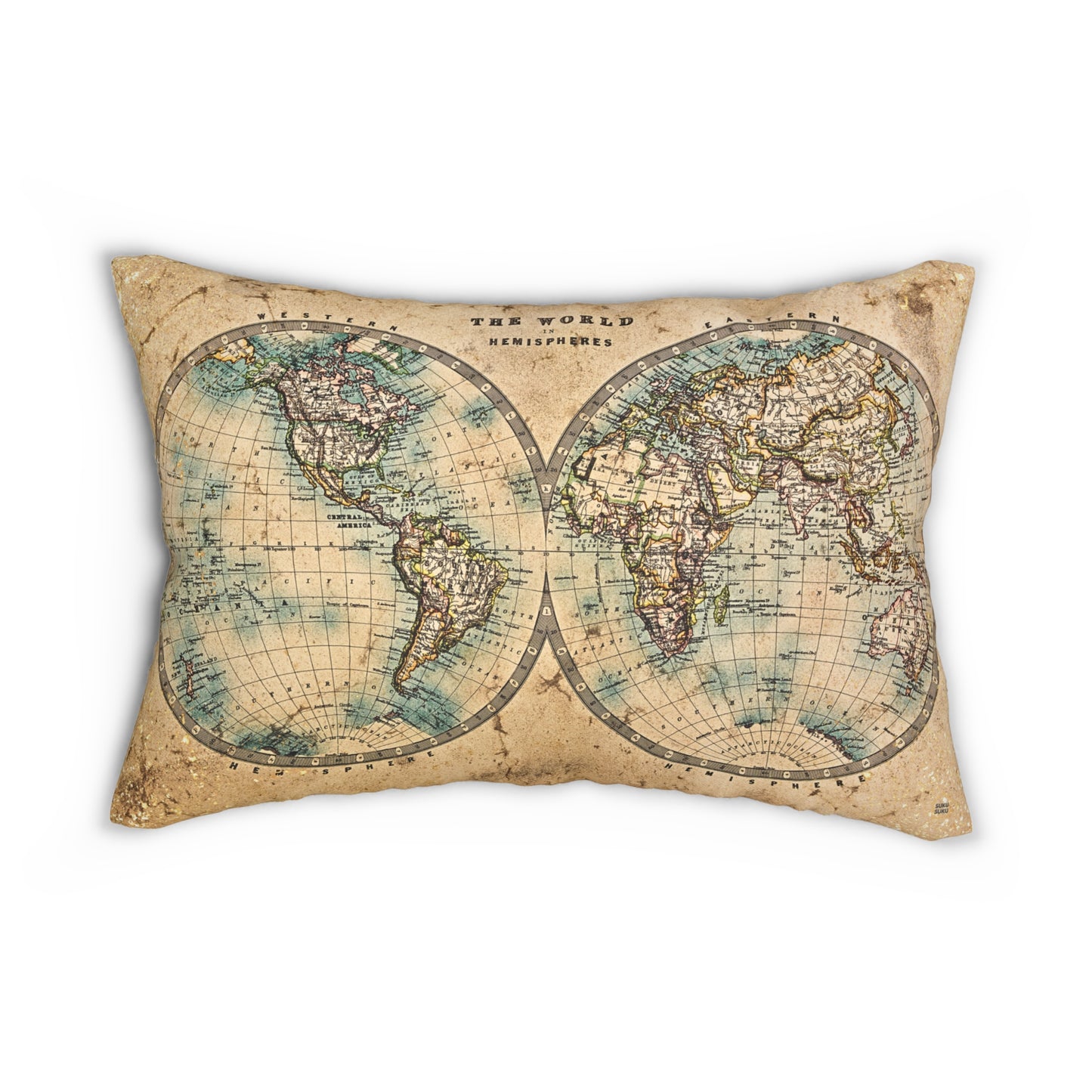 "The World In Hemispheres" Pillow