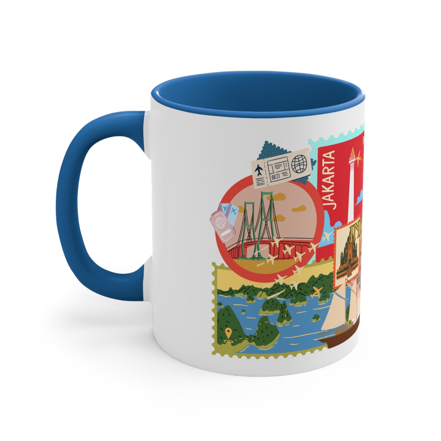 Indonesia Stamps Coffee Mug, 11oz