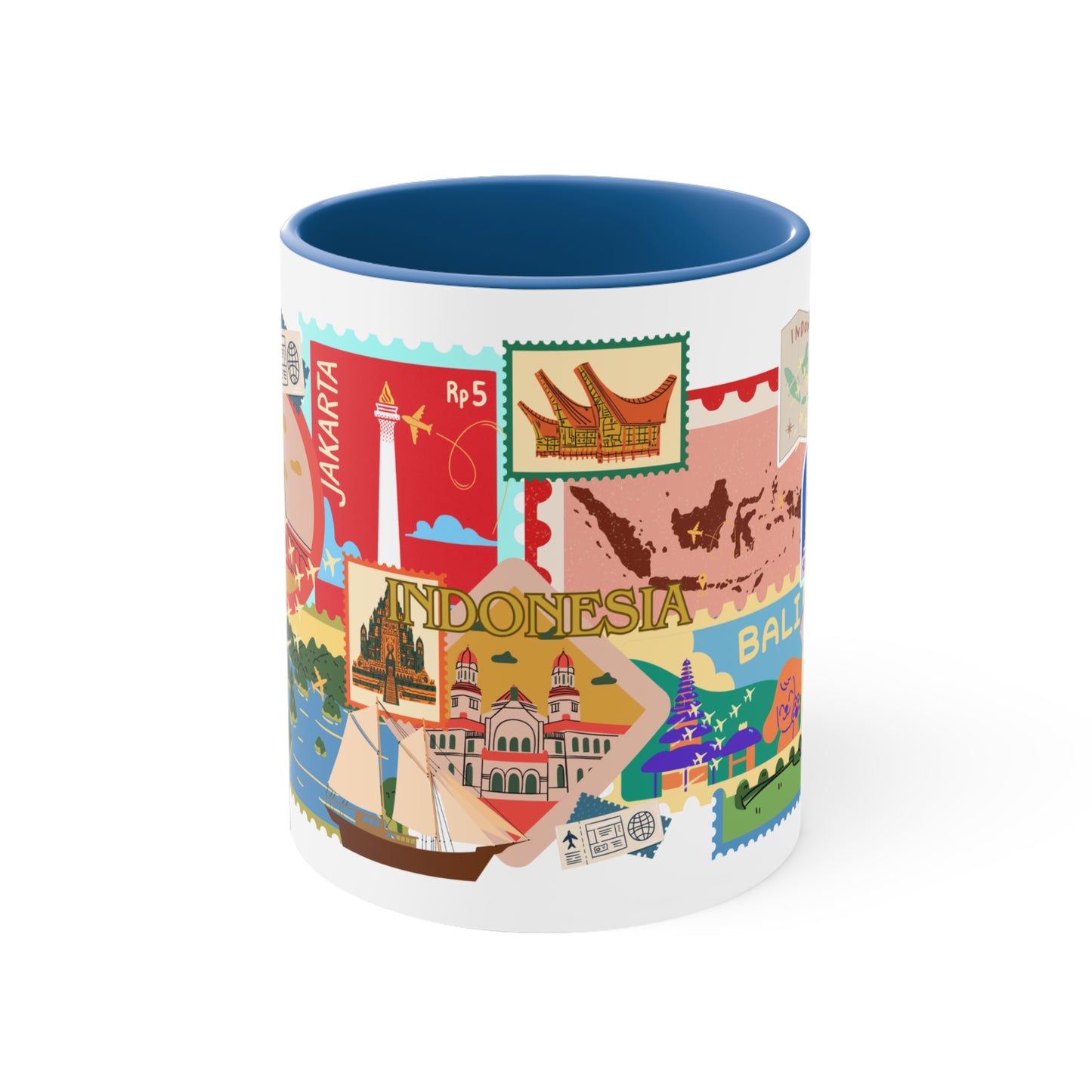 Indonesia Stamps Coffee Mug, 11oz