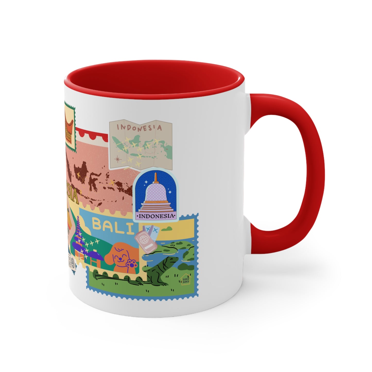 Indonesia Stamps Coffee Mug, 11oz