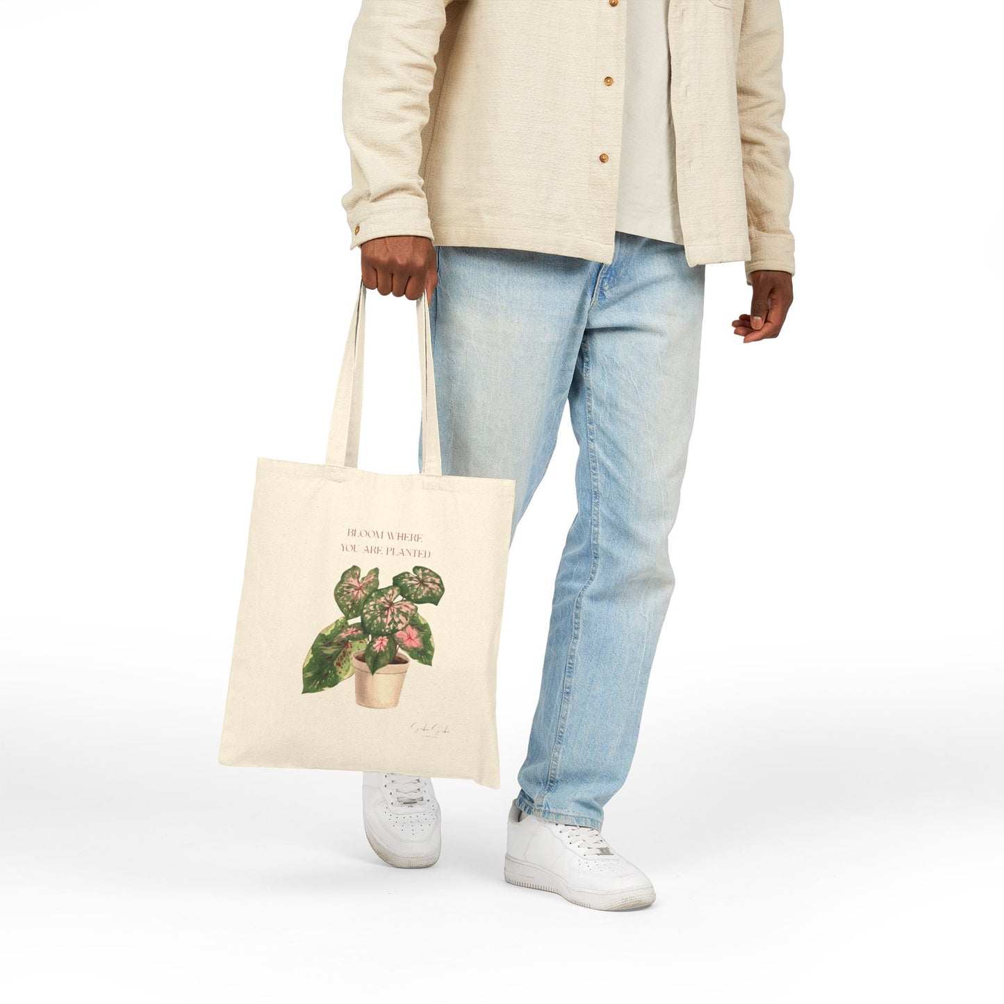 'Bloom Where You Are Planted' Canvas Tote Bag